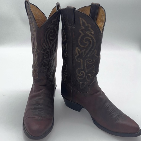 Justin Mens Dark Brown Western Boots - Picture 3 of 16